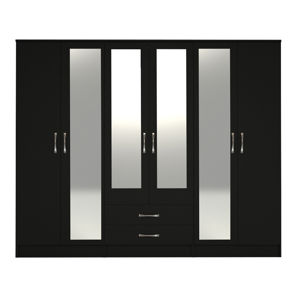 Elegant Black 2 3 4 and 6 Door Wardrobe WD-7 - Image 14