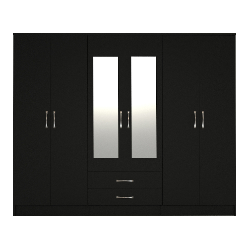 Elegant Black 2 3 4 and 6 Door Wardrobe WD-7 - Image 15