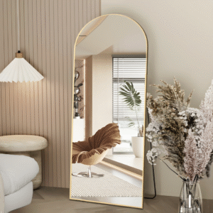 Full Length Mirror, 160x50cm Arch Floor Mirror with Stand, Arched Full Body Standing or Leaning for Bedroom, Living Room