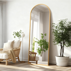 Arched Full Length Floor Mirror, Aluminum Alloy Frame Full Body Wall Mount Mirror for Bedroom Cloak Room Living Room Entryway 120L x 40W cm