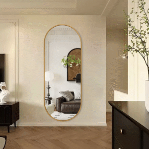 Oval Full Length Bathroom Mirror Wall Mounted Mirror Metal Mirrors 160x80 cm Aluminum Alloy Framed Bedroom Mirrors